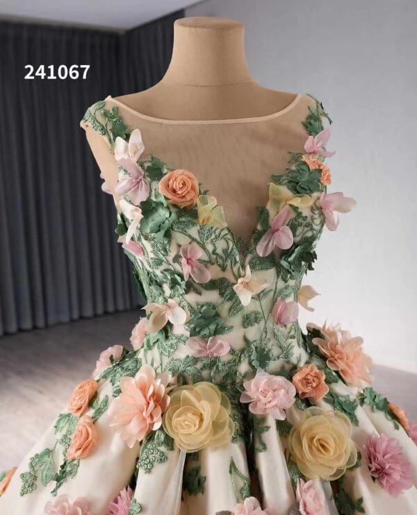 luxury model flower long ball gown prom party dress 241067