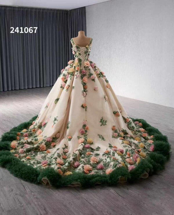 luxury model flower long ball gown prom party dress 241067