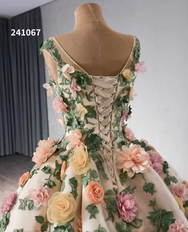 luxury model flower long ball gown prom party dress 241067
