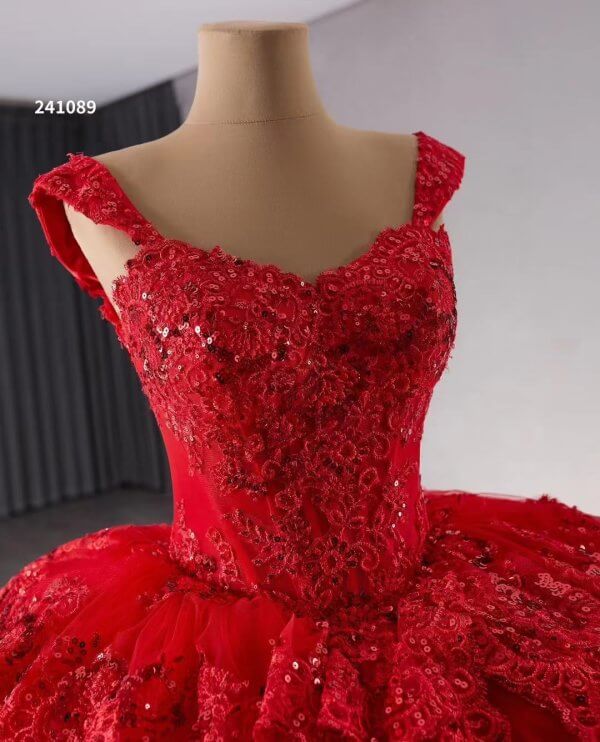 Luxury Model Red Long Ball Gown Prom Dresses 241089