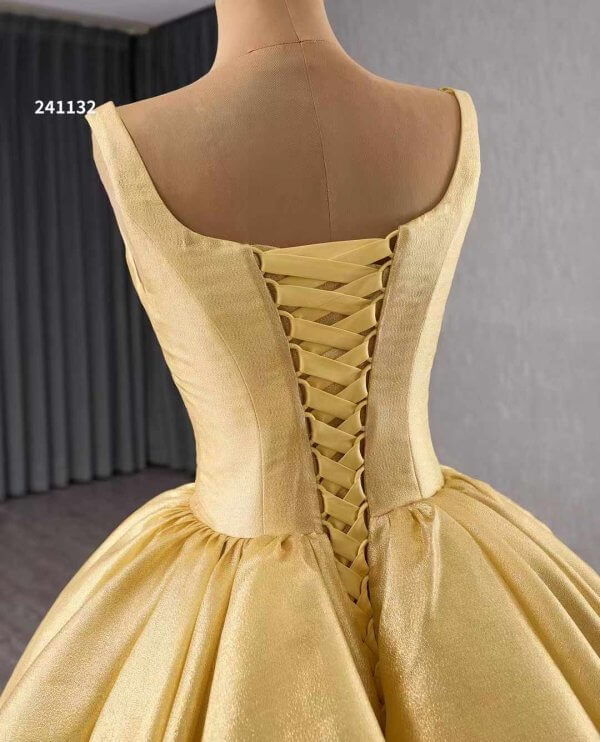 luxury model gold a line long prom dress formal evening dress