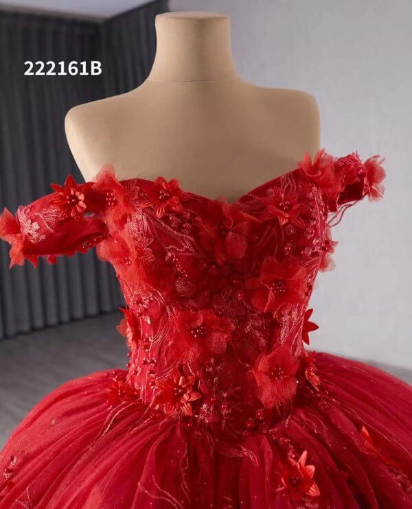 Luxury Model Red Flower Ball Gown Quinceanera Dress 222161B