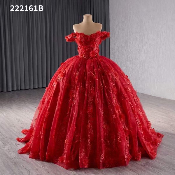 Luxury Model Red Flower Ball Gown Quinceanera Dress 222161B
