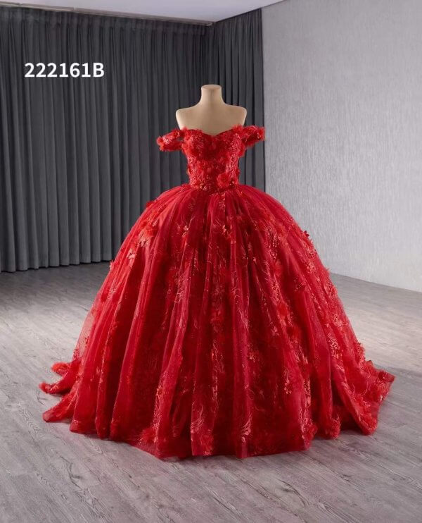 Luxury Model Red Flower Ball Gown Quinceanera Dress 222161B