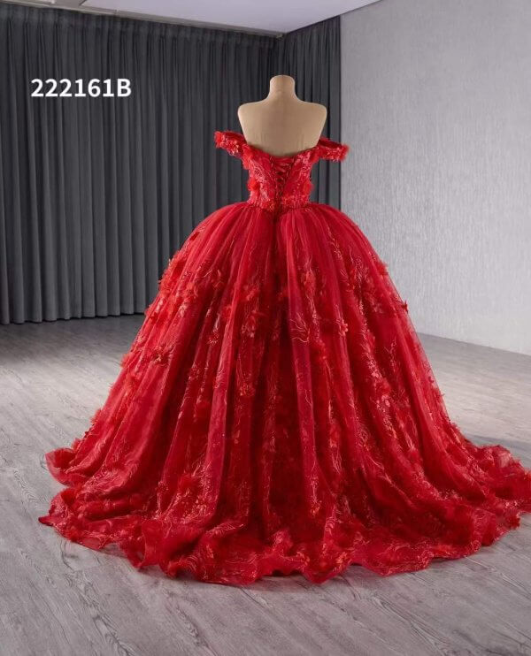 Luxury Model Red Flower Ball Gown Quinceanera Dress 222161B