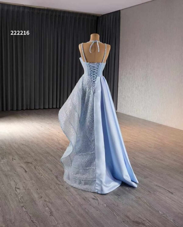 Luxury Model Light Blue Sparkly Mermaid Long Evening Dress 222216
