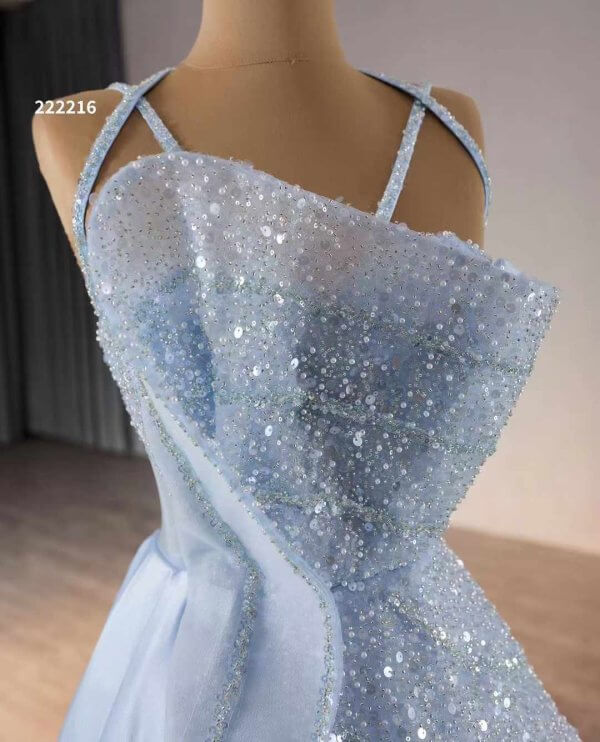 Luxury Model Light Blue Sparkly Mermaid Long Evening Dress 222216