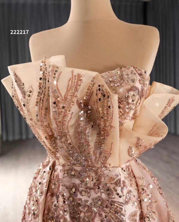 luxury model rose gold mermaid beading long evening dress 222217