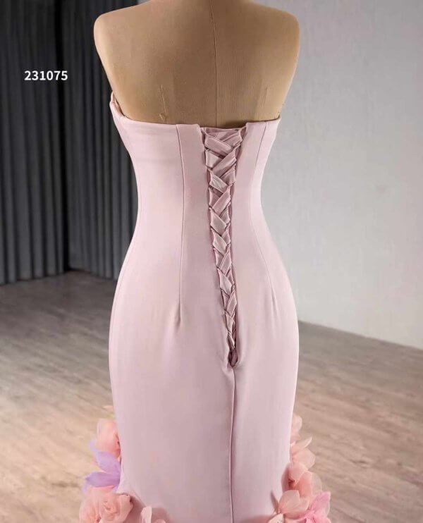 Luxury Model Flower Pink Long Mermaid Evening Dress 231075