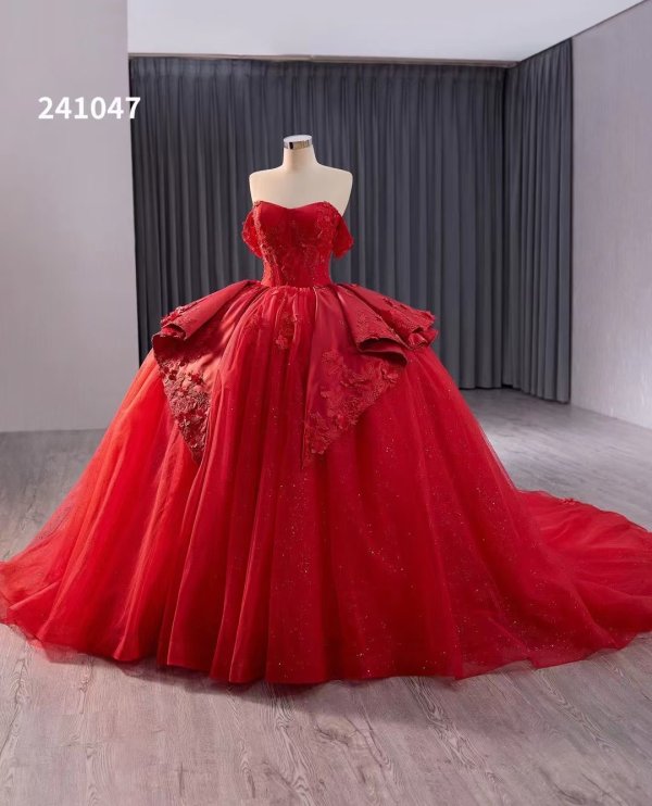 luxury model red ball gown prom dress quinceanera dress 241047