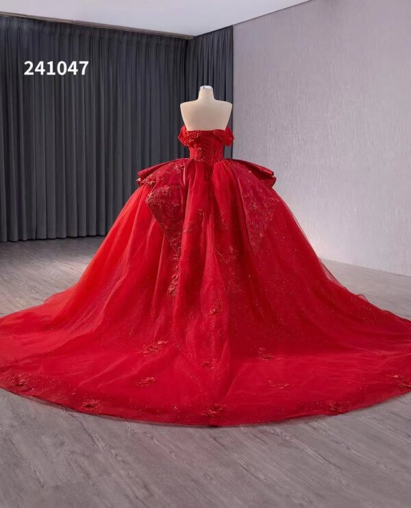 luxury model red ball gown prom dress quinceanera dress 241047