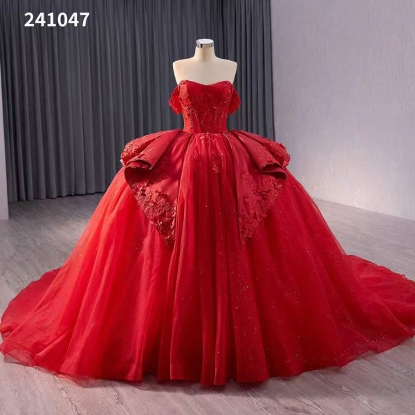 luxury model red ball gown prom dress quinceanera dress 241047
