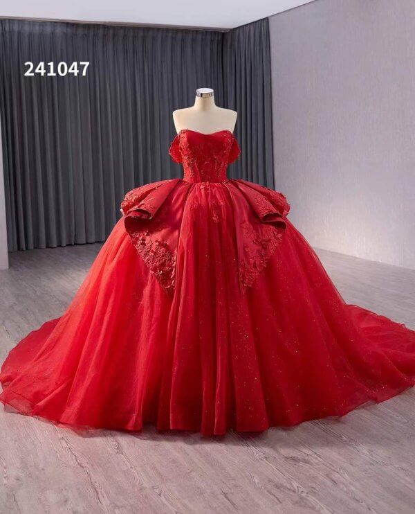 luxury model red ball gown prom dress quinceanera dress 241047