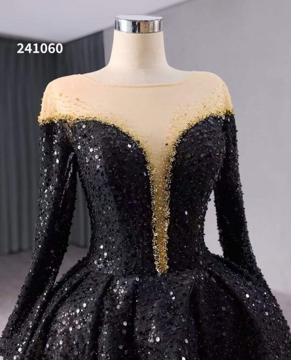luxury model feather black formal evening dress 241060