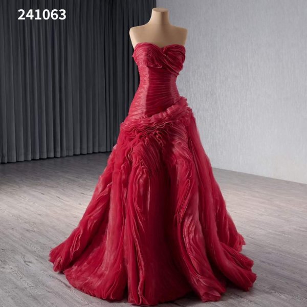 luxury model burgundy long mermaid evening dress 241063