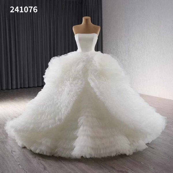 luxury model ball gown sleeveless wedding dress 241076