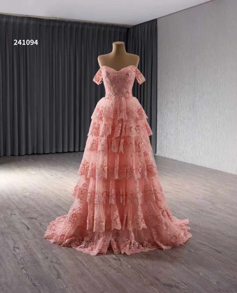Luxury Model A Line Sleeveless Tiered Prom Dress241094