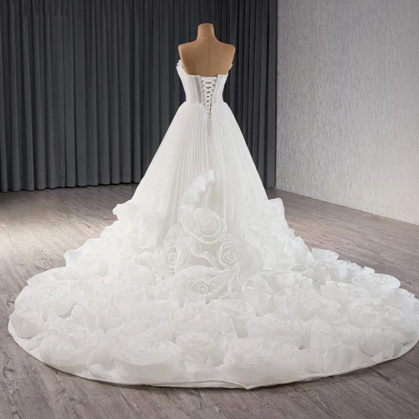luxury model long flower sweep strain wedding dress 241107