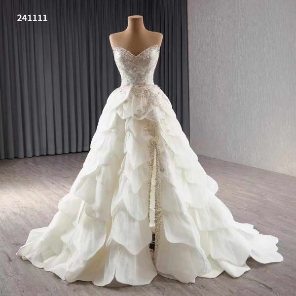 luxury model a line long beading wedding dress 241111