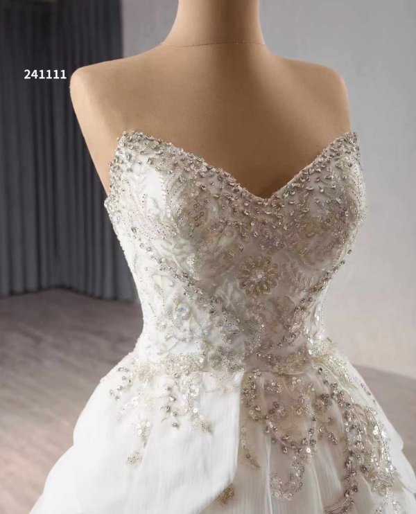 luxury model a line long beading wedding dress 241111
