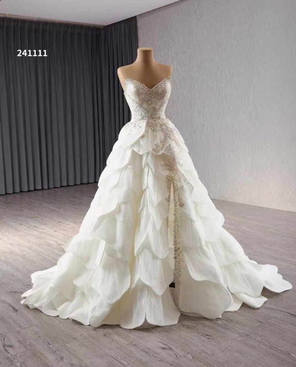 luxury model a line long beading wedding dress 241111