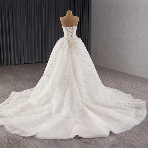 luxury model sexy long sleeve pearls wedding dress 241127