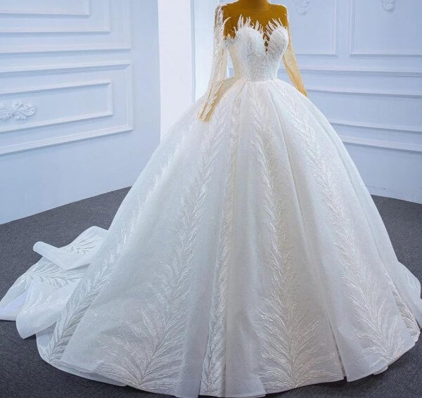 Luxury Model Long Sleeve Sparkly Wedding Dress 67235
