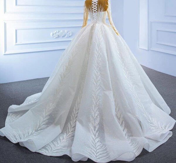 Luxury Model Long Sleeve Sparkly Wedding Dress 67235