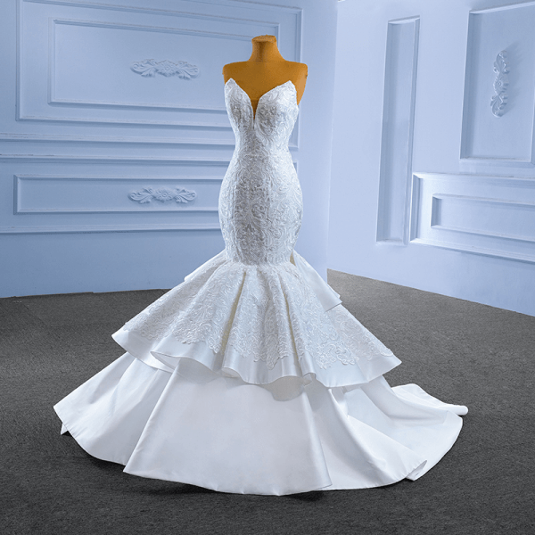 luxury model long mermaid sleeveless wedding dress 67471
