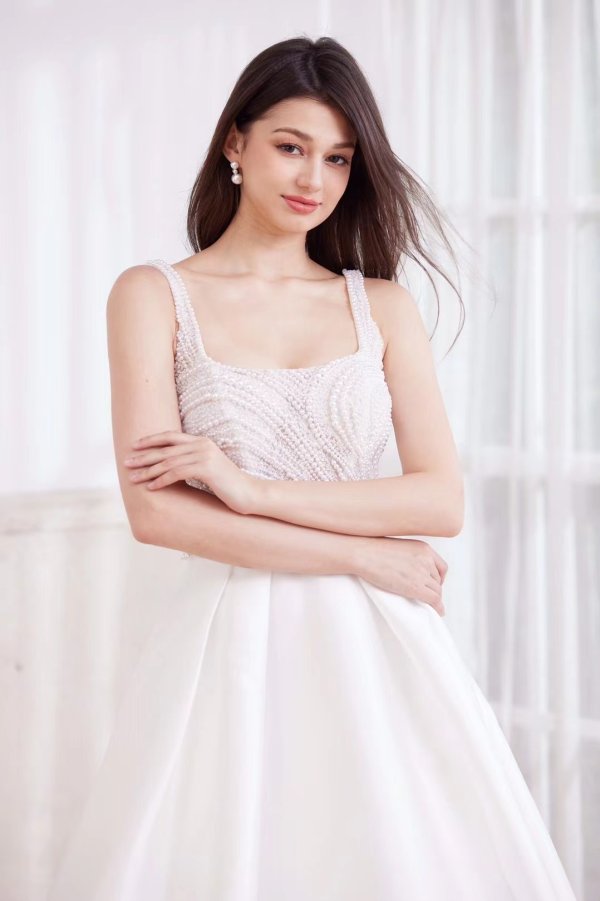 luxury model sexy beading stain a line wedding dress mo004