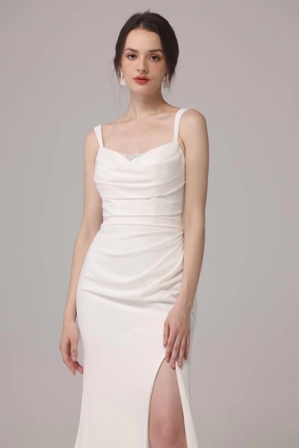 luxury model spaghetti mermaid long wedding dress mo0011