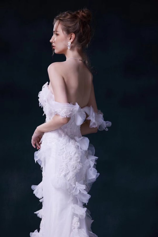 luxury model off the shoulder mermaid wedding dress mo0012