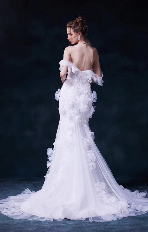 luxury model off the shoulder mermaid wedding dress mo0012