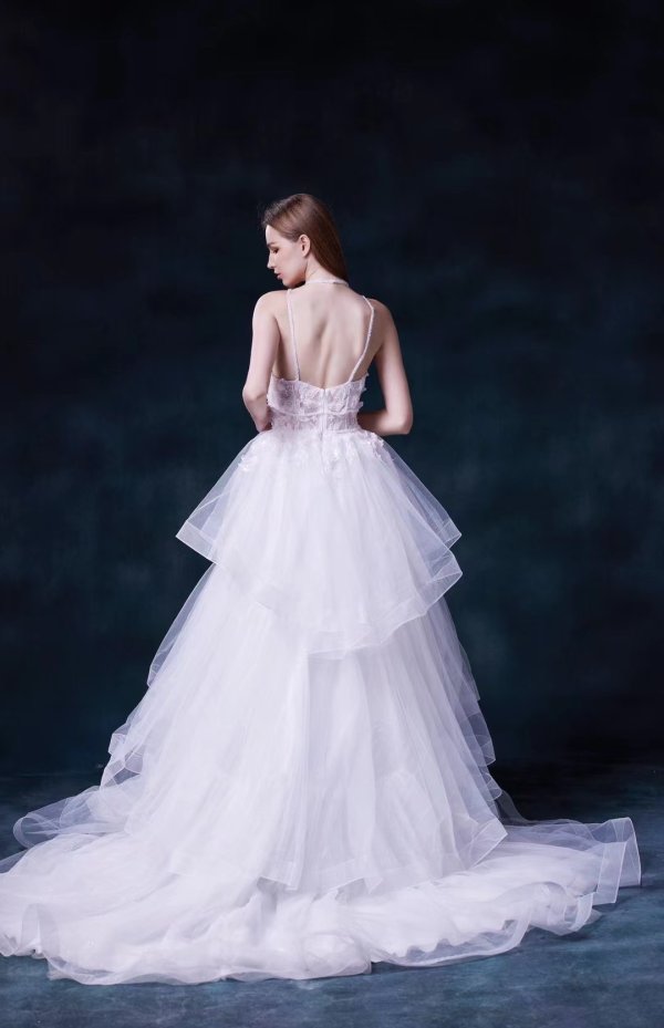 luxury model open back a line long wedding dress mo0013