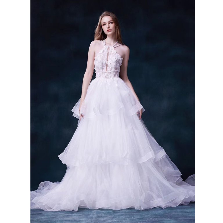 luxury model open back a line long wedding dress mo0013