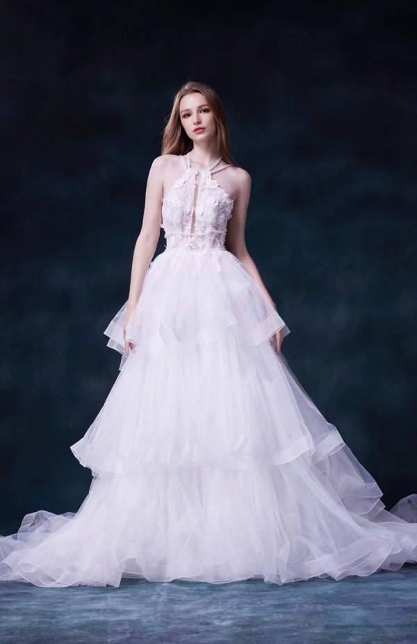 luxury model open back a line long wedding dress mo0013