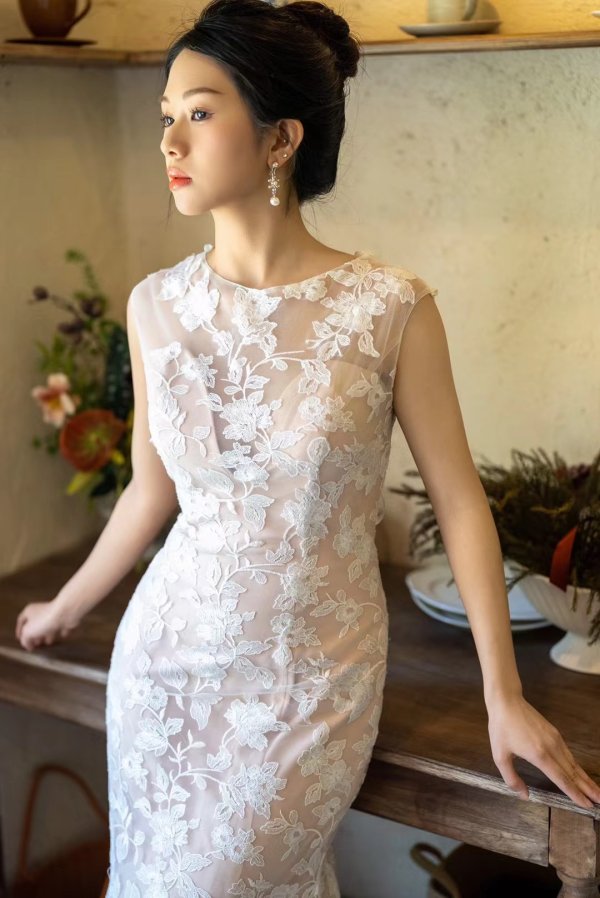 luxury model open back mermaid long wedding dress mo0014