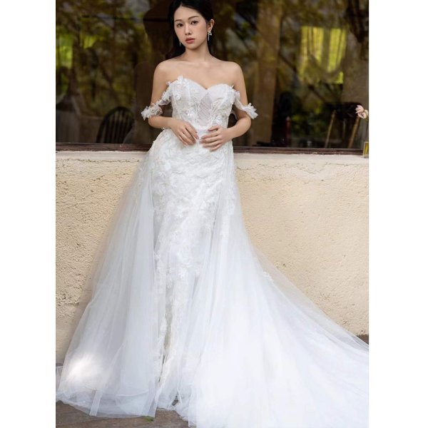 luxury model off the shouler mermaid wedding dress mo0021