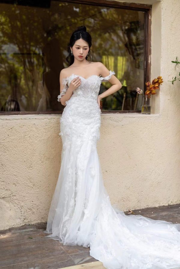 luxury model off the shouler mermaid wedding dress mo0021