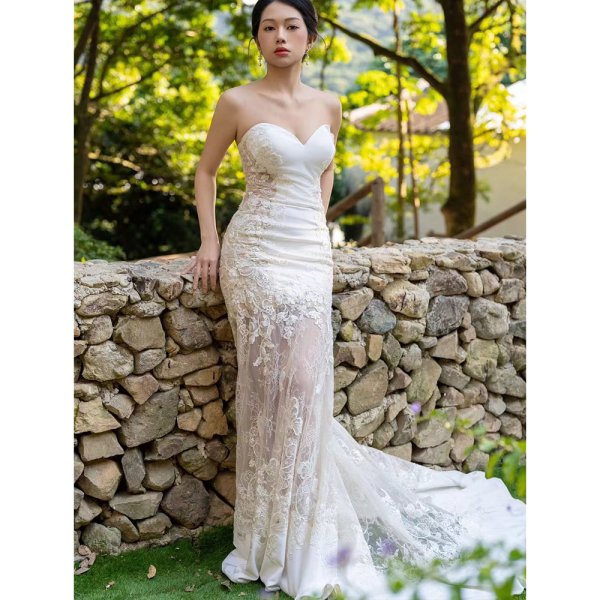 luxury model sweetheart sleeveless long mermaid wedding dress mo0026