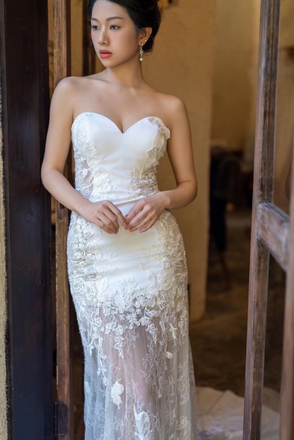 luxury model sweetheart sleeveless long mermaid wedding dress mo0026
