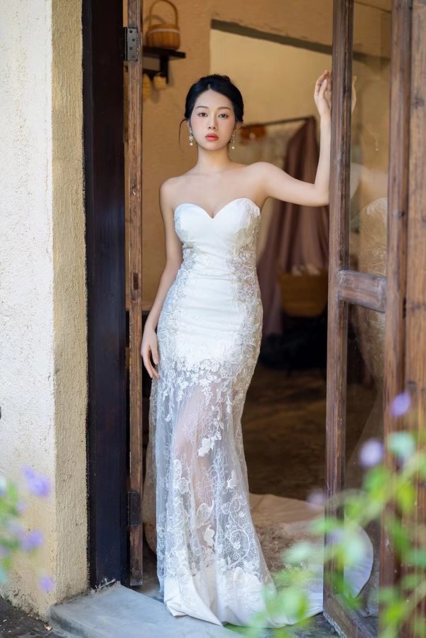 luxury model sweetheart sleeveless long mermaid wedding dress mo0026