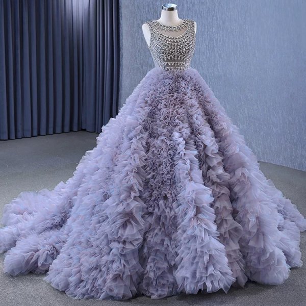 luxury model light purple ball gown prom dress 222115