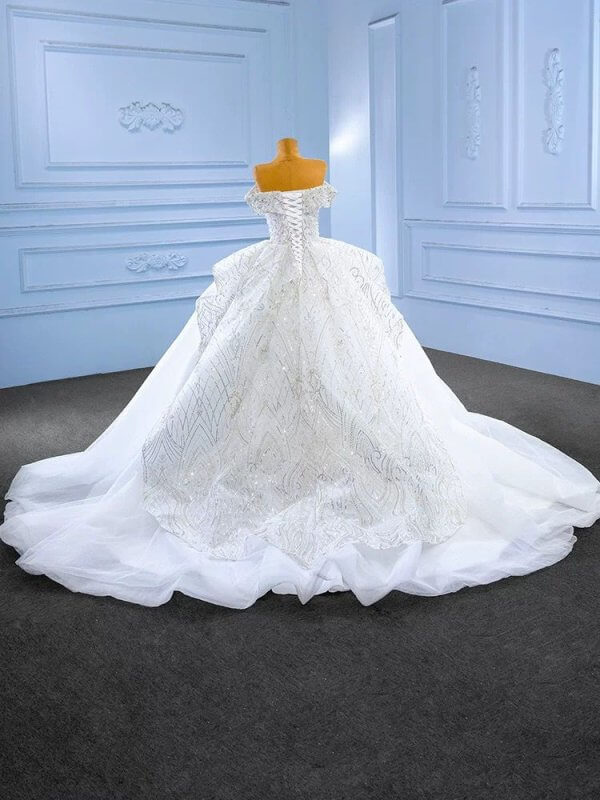 luxury model off the shoulder ball gown wedding dress 222137