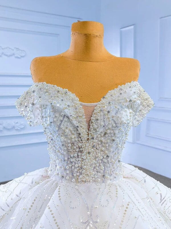 luxury model off the shoulder ball gown wedding dress 222137