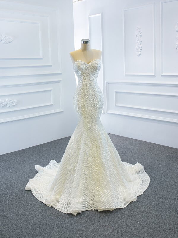luxury model detachable train long mermaid wedding dress 66660