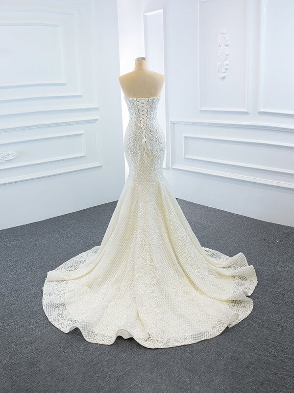 luxury model detachable train long mermaid wedding dress 66660