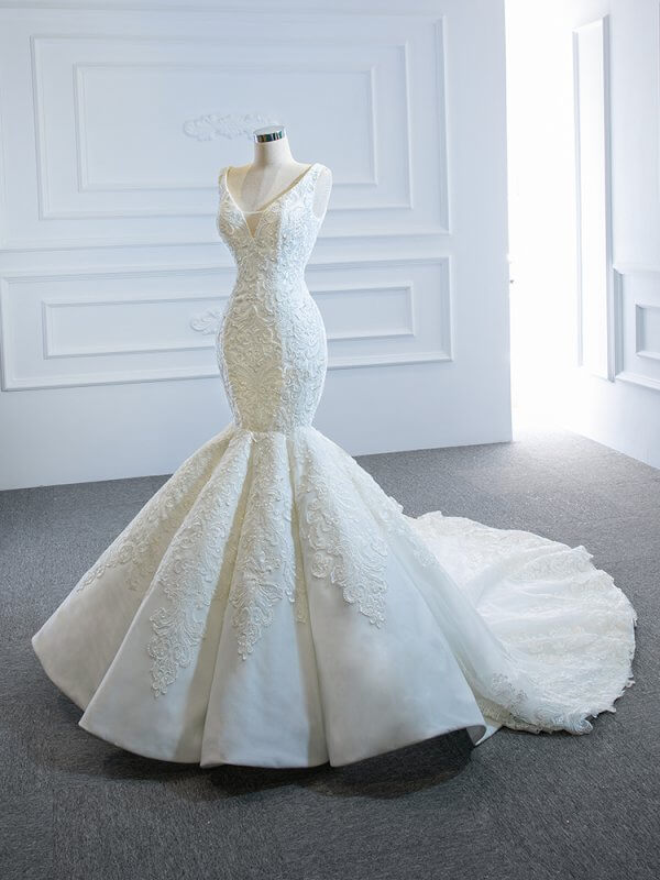 Luxury Model Sleeveless Lace Mermaid Wedding Dress 66685