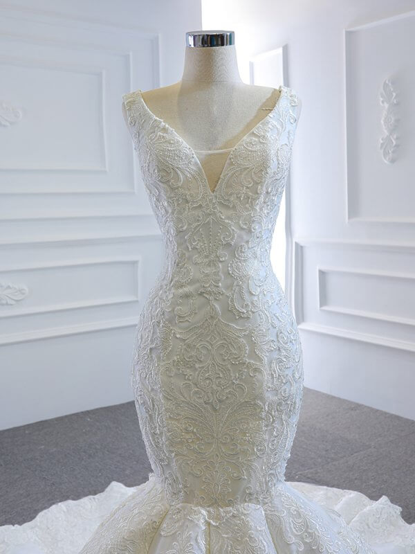 Luxury Model Sleeveless Lace Mermaid Wedding Dress 66685