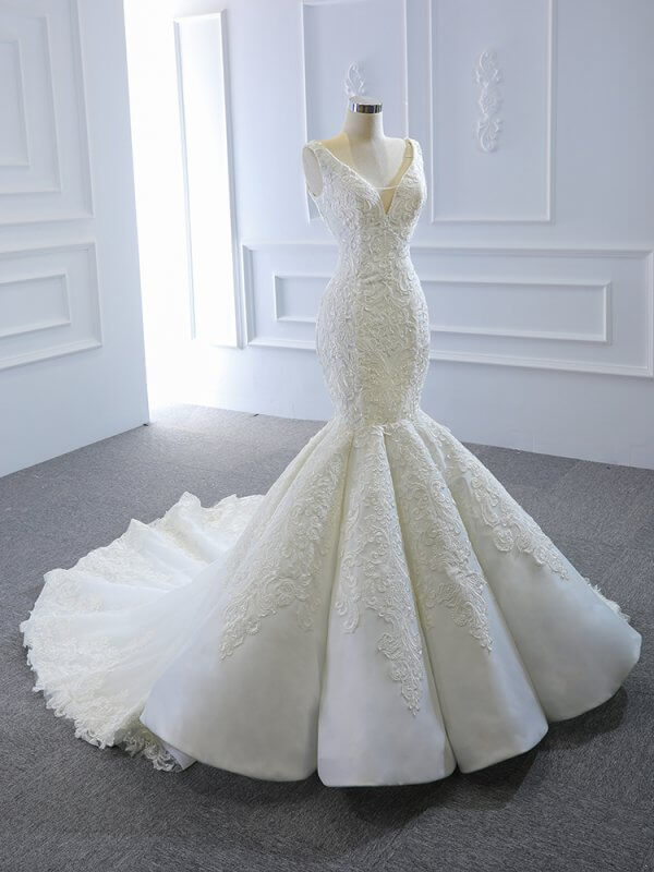 Luxury Model Sleeveless Lace Mermaid Wedding Dress 66685